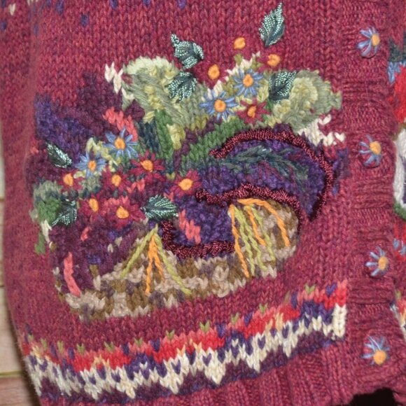 Vintage Heirloom Collectibles Size M Button Up Cardigan Vest Sweater Fall Scene - Picture 4 of 14